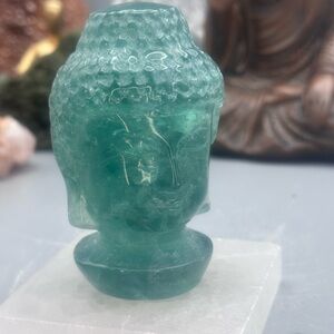 Green Fluorite Buddha Head Sculpture